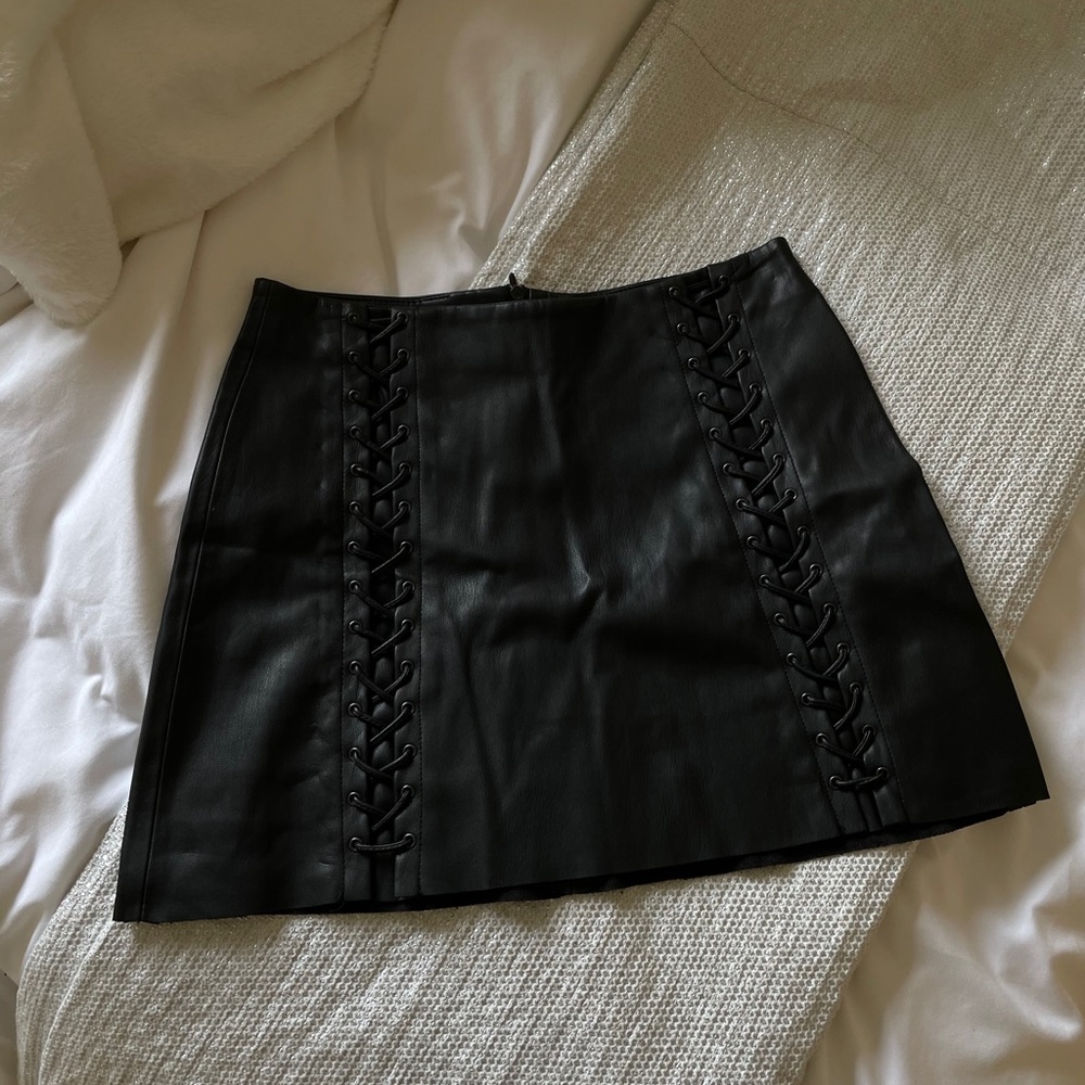 Zara faux leather mini cross cross mini skirt